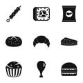 Eat too much icons set, simple style Royalty Free Stock Photo