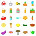 Eat up icons set, cartoon style Royalty Free Stock Photo