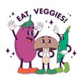 cheerful vegetable mascots with an appeal to add more vegetables to the diet Royalty Free Stock Photo