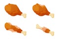 Eaten chicken leg set, sequence game animation, animated stages of eating fried drumstick Royalty Free Stock Photo