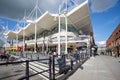 Eateries located on the harbour front of Gunwharf Quay outlet shopping centre in Portsmouth, Hampshire, UK