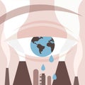 An eye conceptualised as planet earth sheds tears as a result of pollution Royalty Free Stock Photo