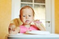 Eating baby girl Royalty Free Stock Photo