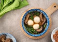 Eating big tangyuan yuanxiao with savory soup in Taiwan Royalty Free Stock Photo