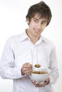 Eating cereals Royalty Free Stock Photo