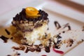 Eating Chocholate and Vanilla Cake Royalty Free Stock Photo