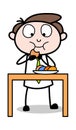 Eating Cookies - Office Businessman Employee Cartoon Vector Illustration