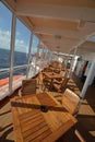 Eating deck of a cruise ship on angle
