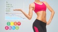 Close up of slim fit woman`s body with trained abs Royalty Free Stock Photo