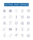 Eating and drinks line icons signs set. Design collection of Eating, Drinks, Food, Beverage, Cuisine, Nourishment, Fare