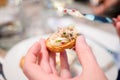 Eating duck rillettes with butter Royalty Free Stock Photo