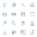 Eating establishments linear icons set. Restaurant, Cafe, Diner, Bistro, Brasserie, Eatery, Tavern line vector and