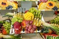 Eating at the event. Fresh Fruit Assortment on Elegant Mirror Platter Royalty Free Stock Photo