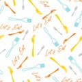 Eating with Fork Abstract Vector Graphic Seamless Pattern Royalty Free Stock Photo