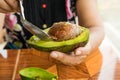 Eating fresh Avocodo for healthy Royalty Free Stock Photo