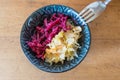 Eating for gut health - dish of home made sauerkraut fermented p