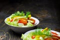 Eating healthy food - fresh vegetable salad Royalty Free Stock Photo