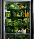 Diet vegetarian fridge healthy broccoli fresh kitchen green food refrigerator Royalty Free Stock Photo