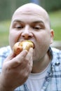 Eating a hot dog Royalty Free Stock Photo