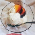 eating ice cream and fruits
