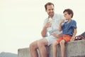 Eating icecream together Royalty Free Stock Photo