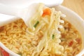 Eating Instant Noodles with a Plastic Fork Royalty Free Stock Photo