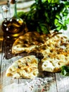 Eating Italian focaccia bread Royalty Free Stock Photo