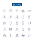 Eating line icons signs set. Design collection of Munching, Scoffing, Chewing, Binging, Nourishing, Nibbling, Bolting