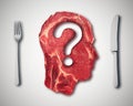Eating meat questions concept or diet nutrition decisions