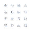 Eating-out hub line icons collection. Restaurant, Diner, Cafe, Bistro, Brasserie, Pub, Tavern vector and linear