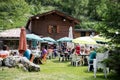 Eating outdoor in the Italian Alps