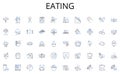 Eating line icons collection. Chic, Rustic, Minimalist, Vintage, Eclectic, Bohemian, Modern vector and linear