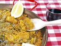 Eating paella in a pan