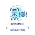 Eating place concept icon. Conscious nutrition idea thin line illustration. Dinner at restaurant, lunch in cafe