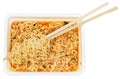 Eating of prepared instant ramen Royalty Free Stock Photo