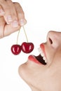 Eating Red cherry