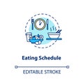 Eating schedule concept icon. Mindful eating, conscious food consumption idea thin line illustration. Nutrition plan