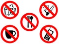 Eating smoking prohibited signs Royalty Free Stock Photo