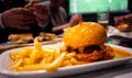 Eating a Special Burger during a Football Game with Some Friends in Povoa de Lanhoso.