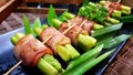 Eating sushi rolls. Japanese food restaurant Royalty Free Stock Photo