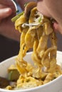Eating Tagliatelle Pasta Royalty Free Stock Photo