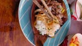 Eating Traditional Khmer Breakfast with Chopsticks