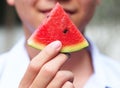 Eating water melon Royalty Free Stock Photo