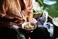 Eatting Thai Noodle Royalty Free Stock Photo