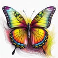 Beautiful butterfly - clip art purple, blue, yellow, pink colours art design