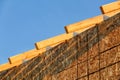 The eaves and trusses on a stick built home