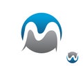 M W circle initial letter logo icon