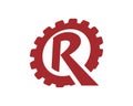 R letter gear initial logo