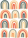 Hand Drawn Rainbow Illustration in Bright Sunset Pastel Colors Seamless Pattern