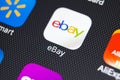 eBay application icon on Apple iPhone X screen close-up. eBay app icon. eBay.com is largest online auction and shopping websites. Royalty Free Stock Photo